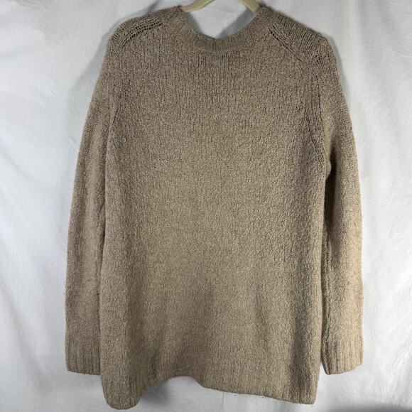 Zara Women's Tan Beige Alpaca Wool Knit Butterfly Sequin Beaded Sweater Top Sz M - Picture 6 of 9